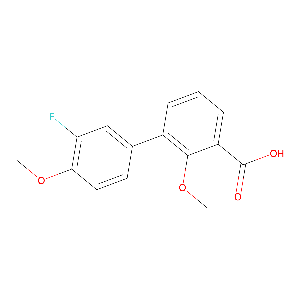 3-(3-Fluoro-4-methoxyphenyl)-2-methoxybenzoic acid molecular structure, CAS 1261927-97-2