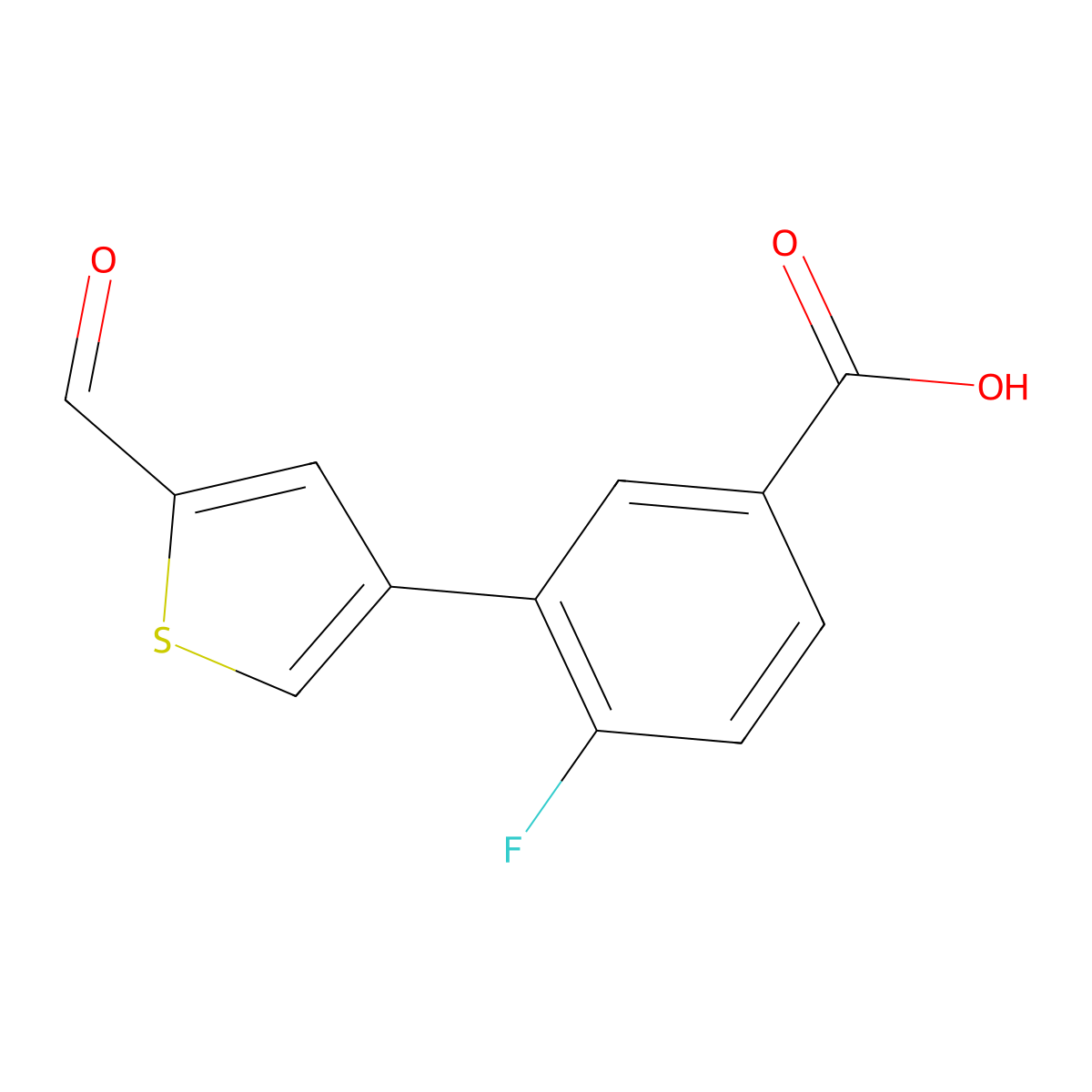 4-Fluoro-3-(5-formylthiophen-3-yl)benzoic acid molecular structure, CAS 1261928-06-6