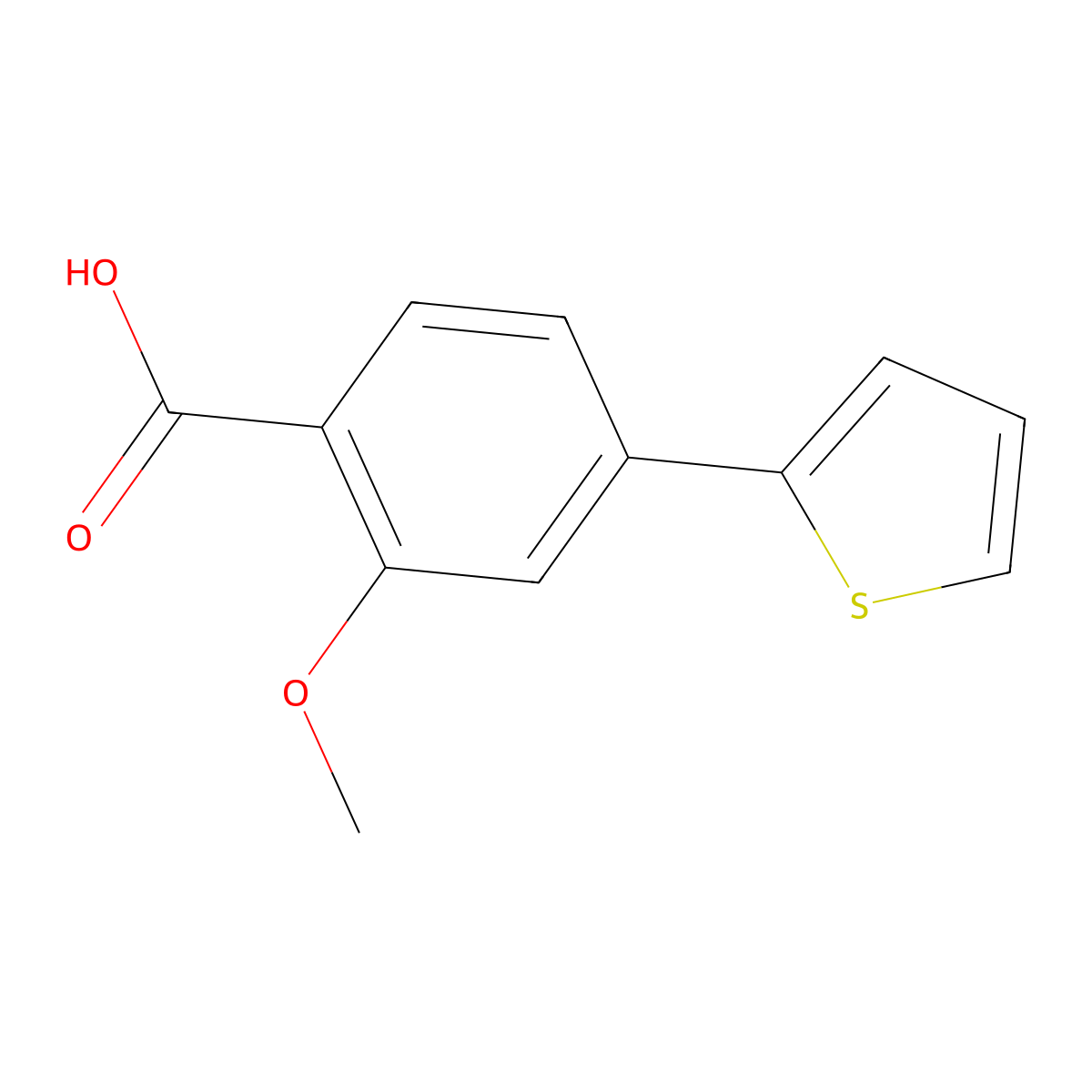 2-Methoxy-4-(thiophen-2-YL)benzoic acid molecular structure, CAS 1261928-11-3