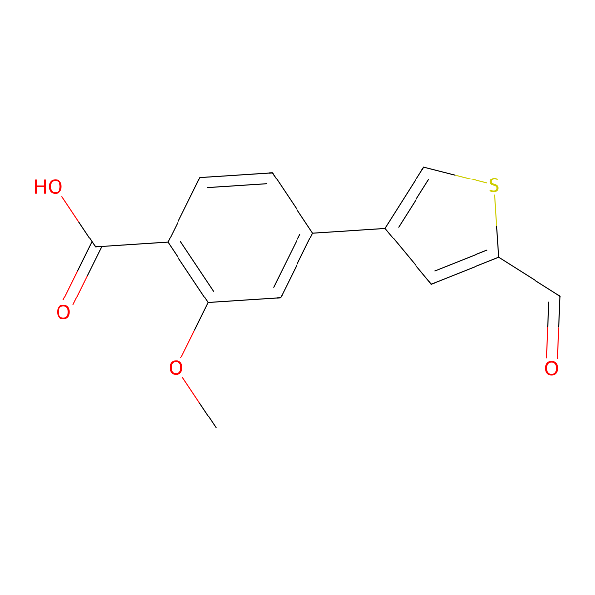 4-(2-Formylthiophen-4-YL)-2-methoxybenzoic acid molecular structure, CAS 1261928-14-6