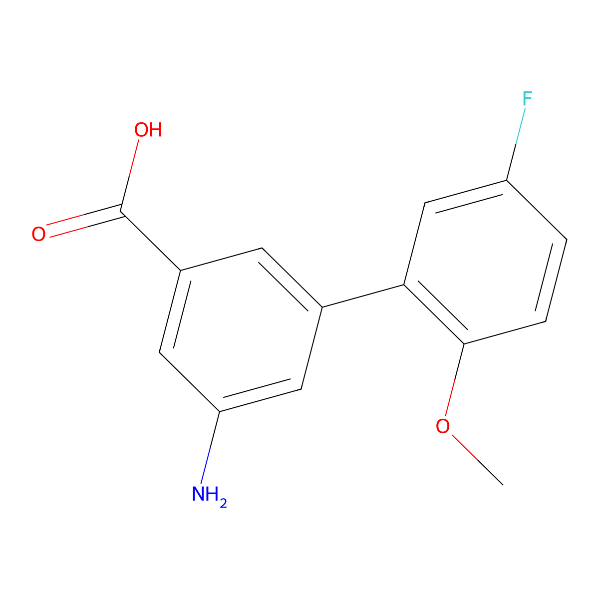 3-Amino-5-(5-fluoro-2-methoxyphenyl)benzoic acid molecular structure, CAS 1261928-22-6