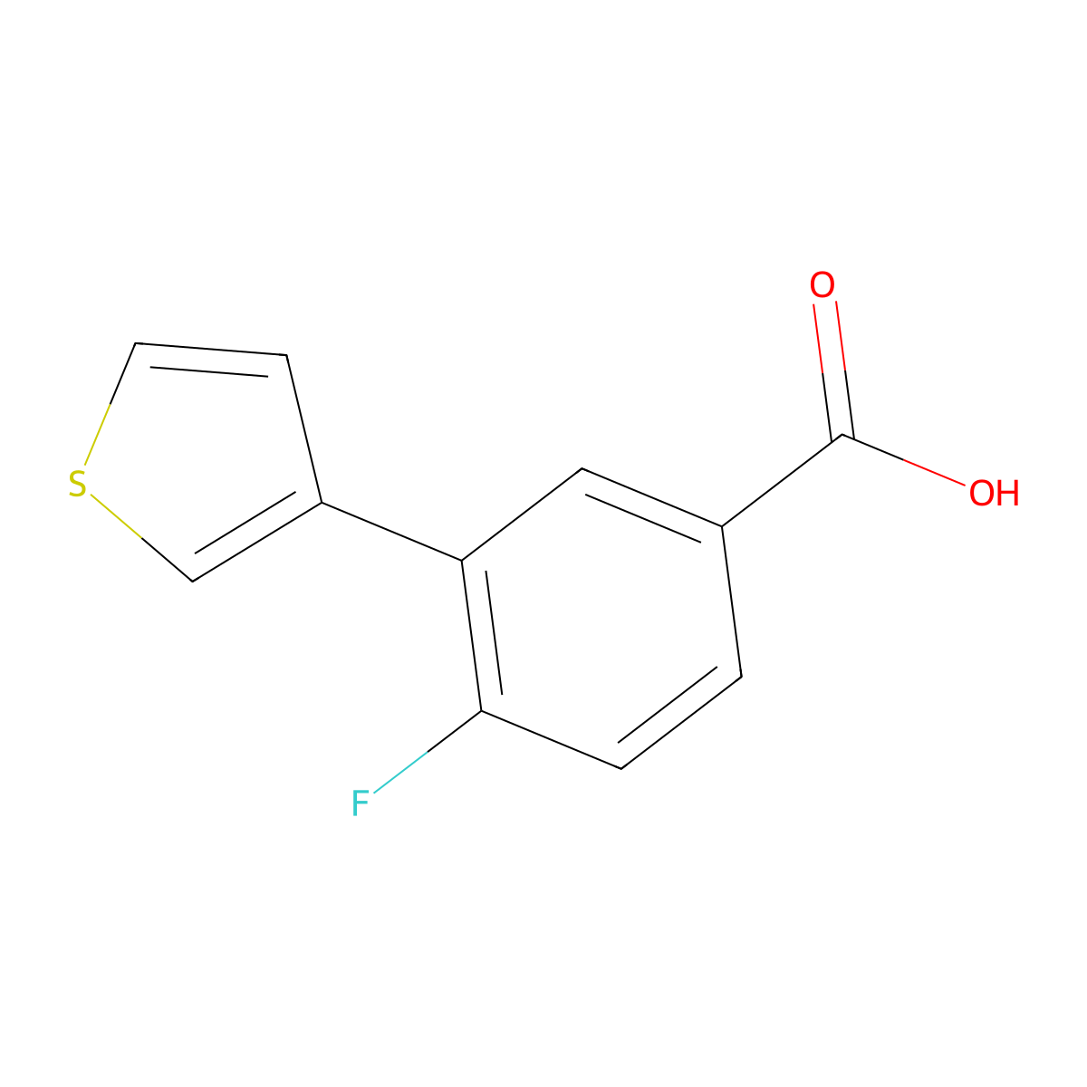 4-Fluoro-3-(thiophen-3-YL)benzoic acid molecular structure, CAS 1261928-23-7