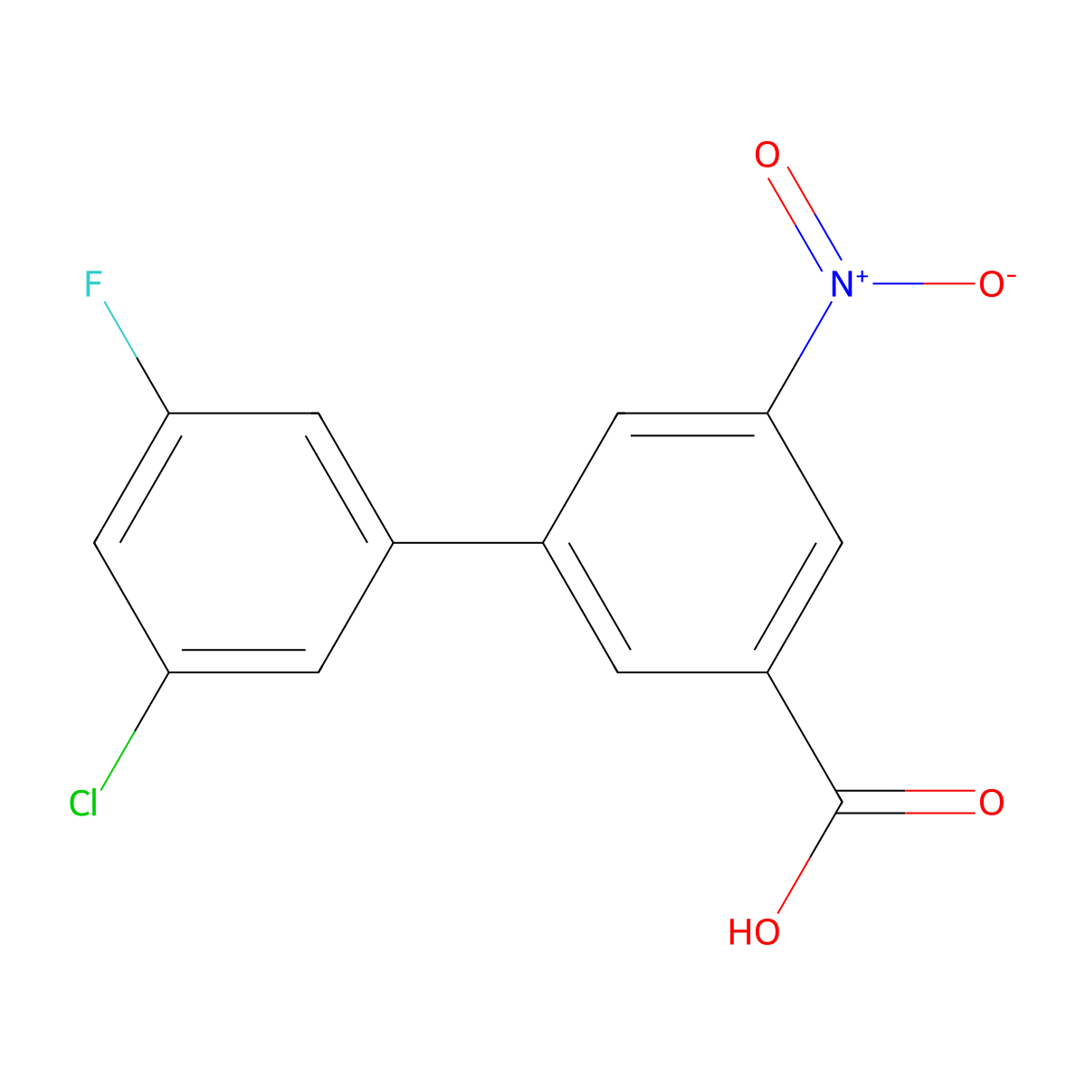 3-(3-Chloro-5-fluorophenyl)-5-nitrobenzoic acid molecular structure, CAS 1261928-24-8
