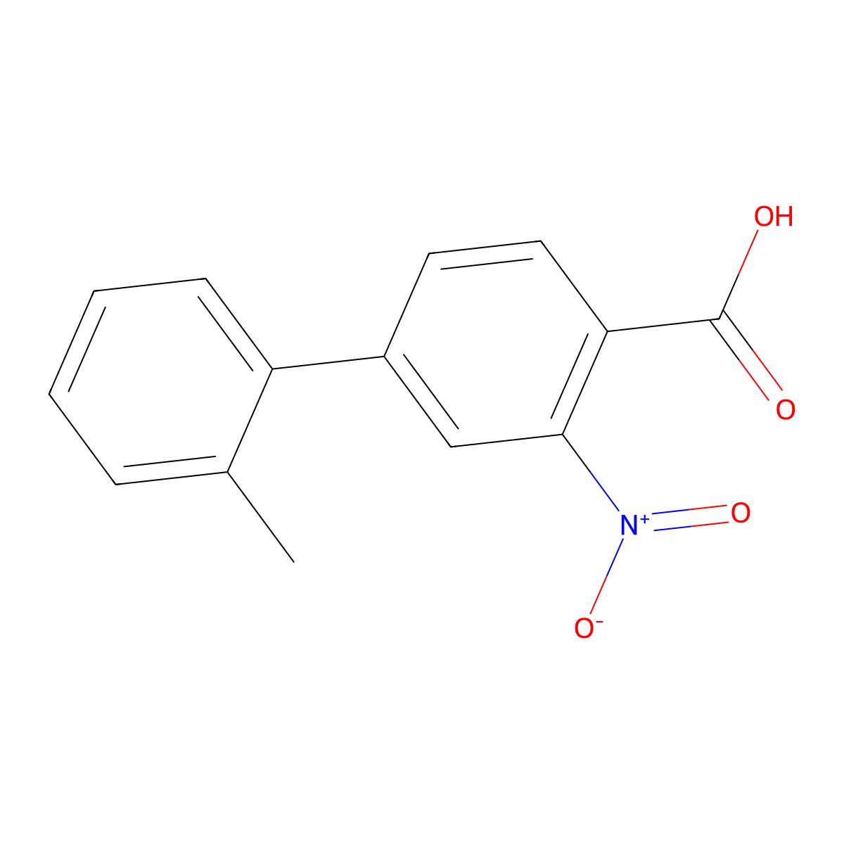 4-(2-Methylphenyl)-2-nitrobenzoic acid molecular structure, CAS 1261928-31-7