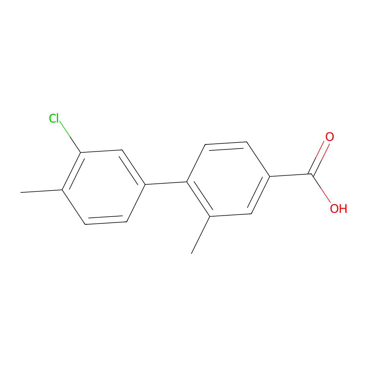4-(3-Chloro-4-methylphenyl)-3-methylbenzoic acid molecular structure, CAS 1261928-69-1