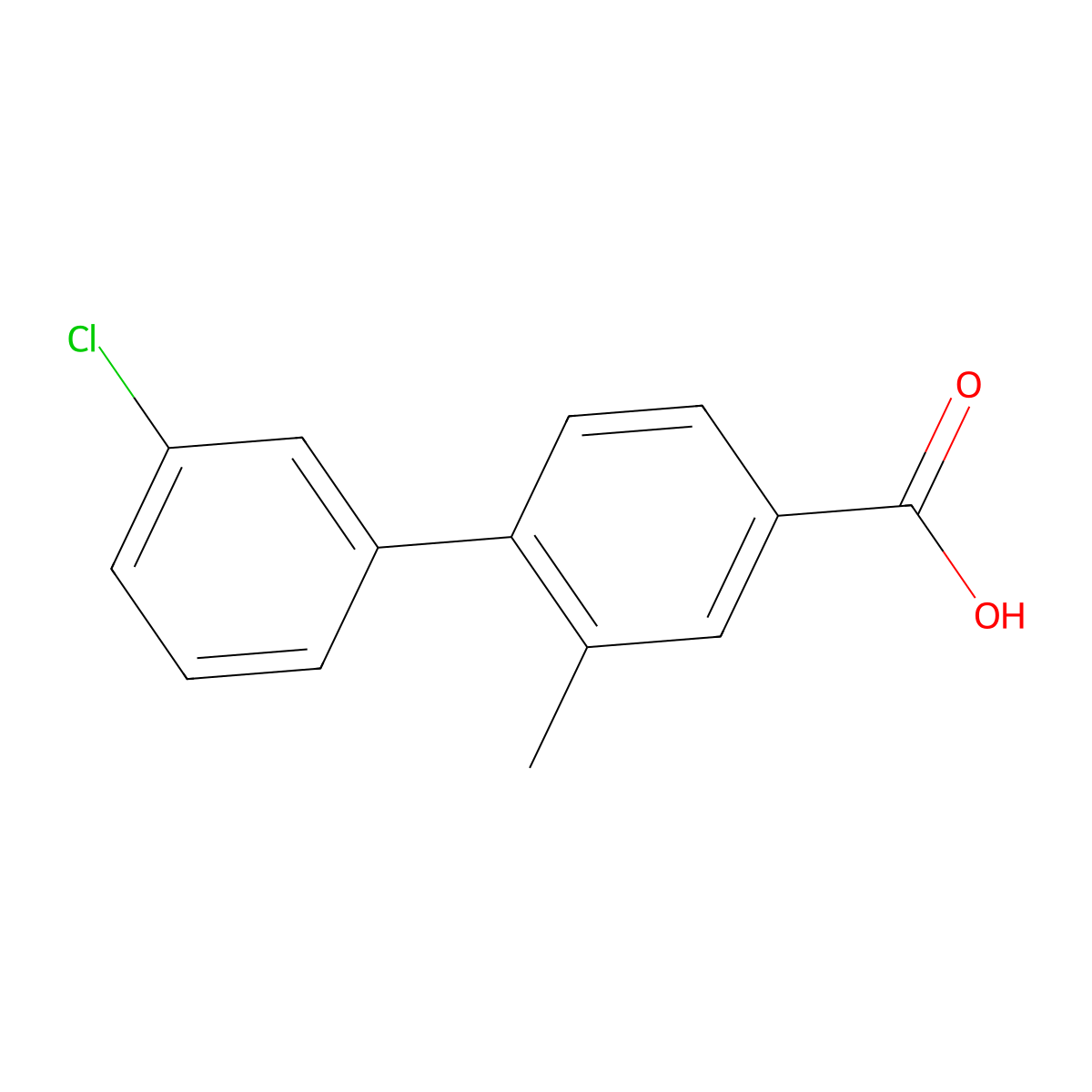 4-(3-Chlorophenyl)-3-methylbenzoic acid molecular structure, CAS 1261928-83-9