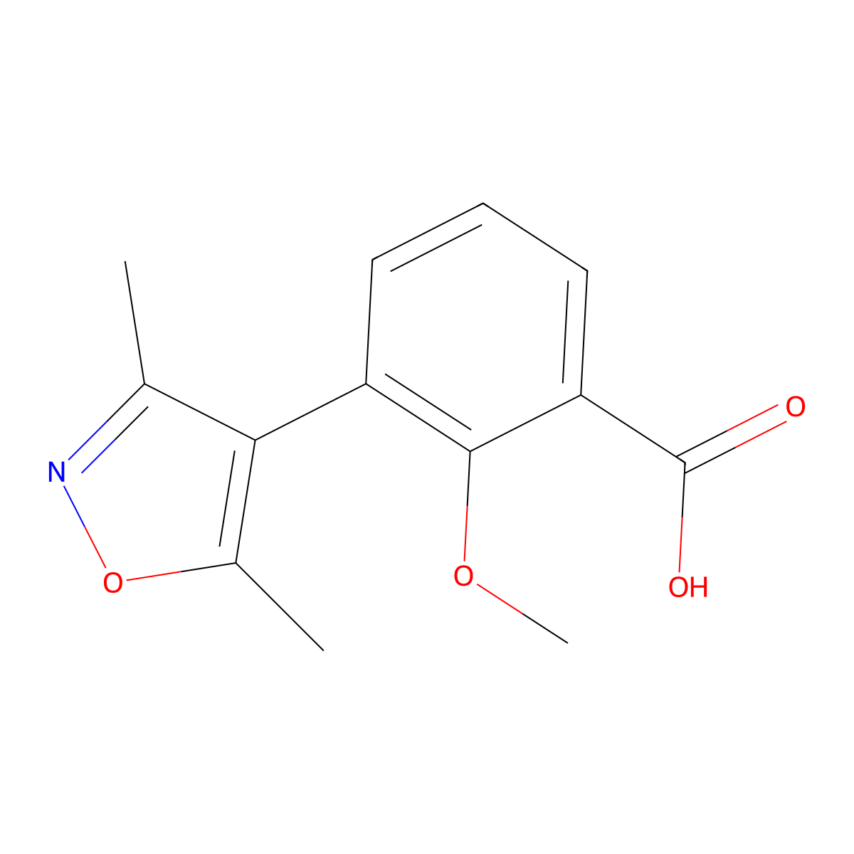 3-(3,5-Dimethyl-1,2-oxazol-4-yl)-2-methoxybenzoic acid molecular structure, CAS 1261928-88-4
