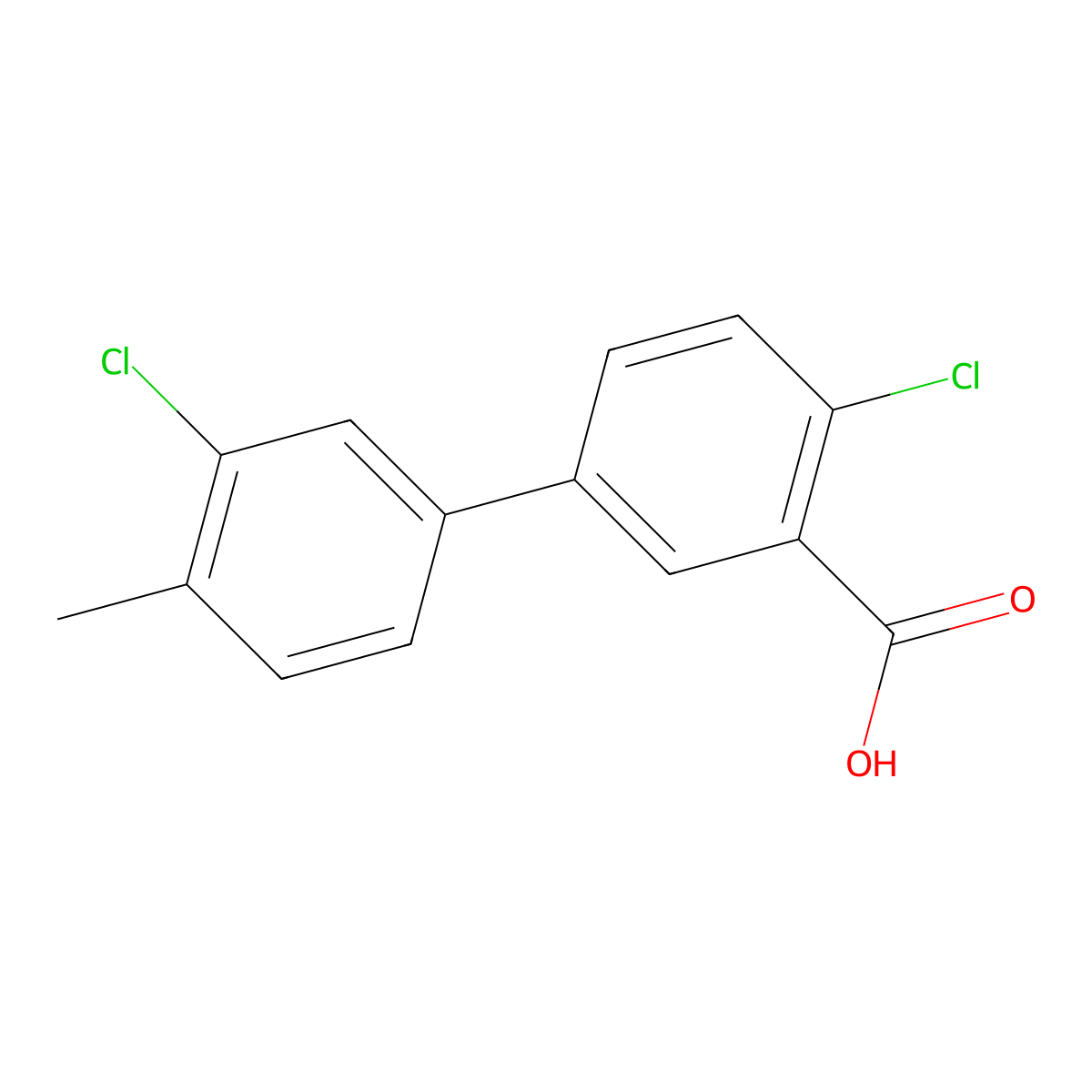 2-Chloro-5-(3-chloro-4-methylphenyl)benzoic acid molecular structure, CAS 1261928-92-0