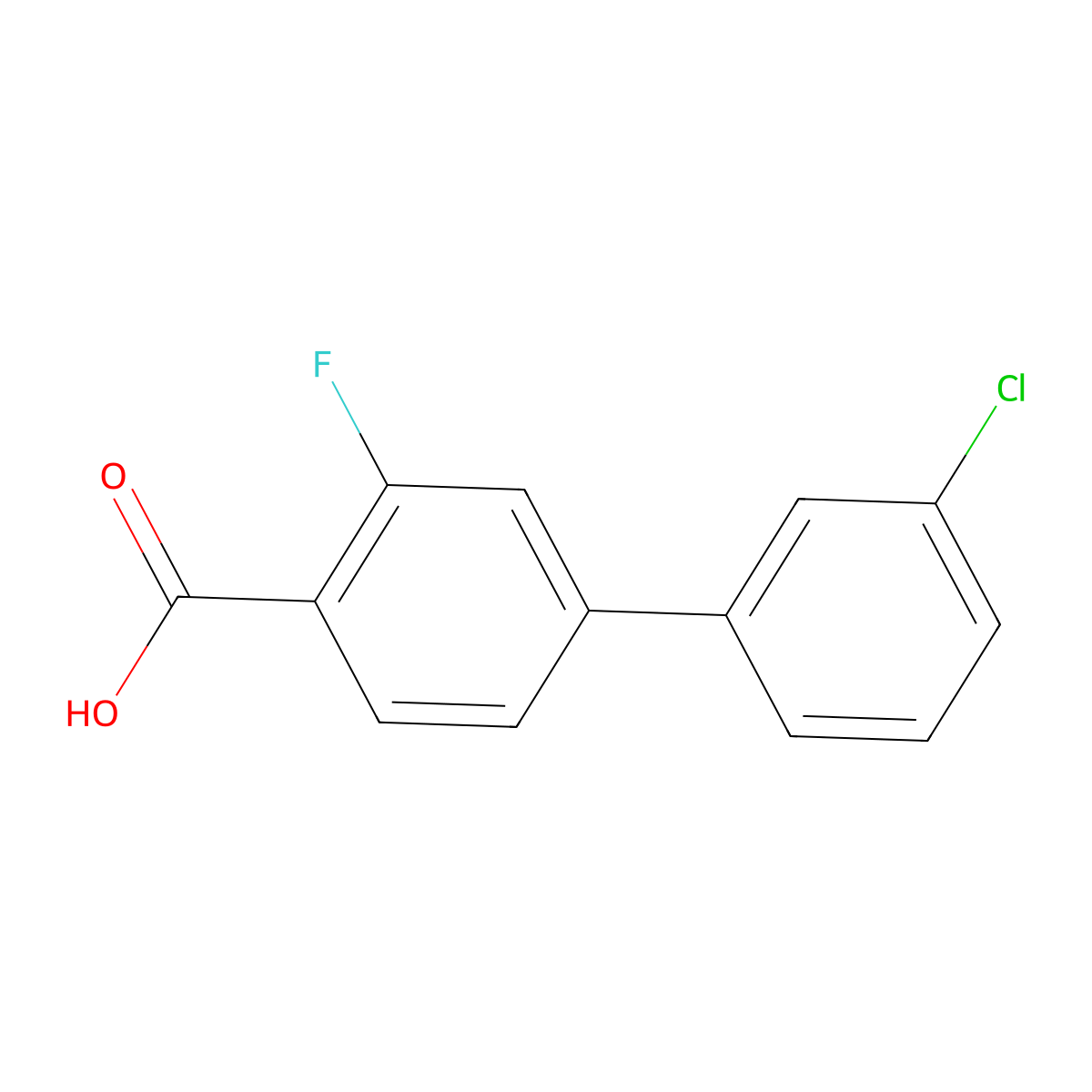 4-(3-Chlorophenyl)-2-fluorobenzoic acid molecular structure, CAS 1261929-04-7