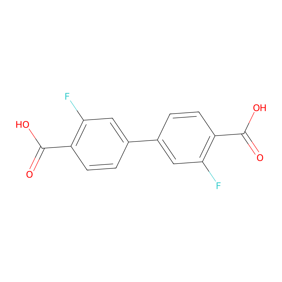 3,3'-Difluoro-[1,1'-biphenyl]-4,4'-dicarboxylic acid molecular structure, CAS 1261929-07-0