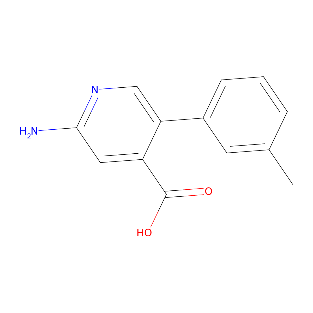 2-Amino-5-(3-methylphenyl)pyridine-4-carboxylic acid molecular structure, CAS 1261929-10-5