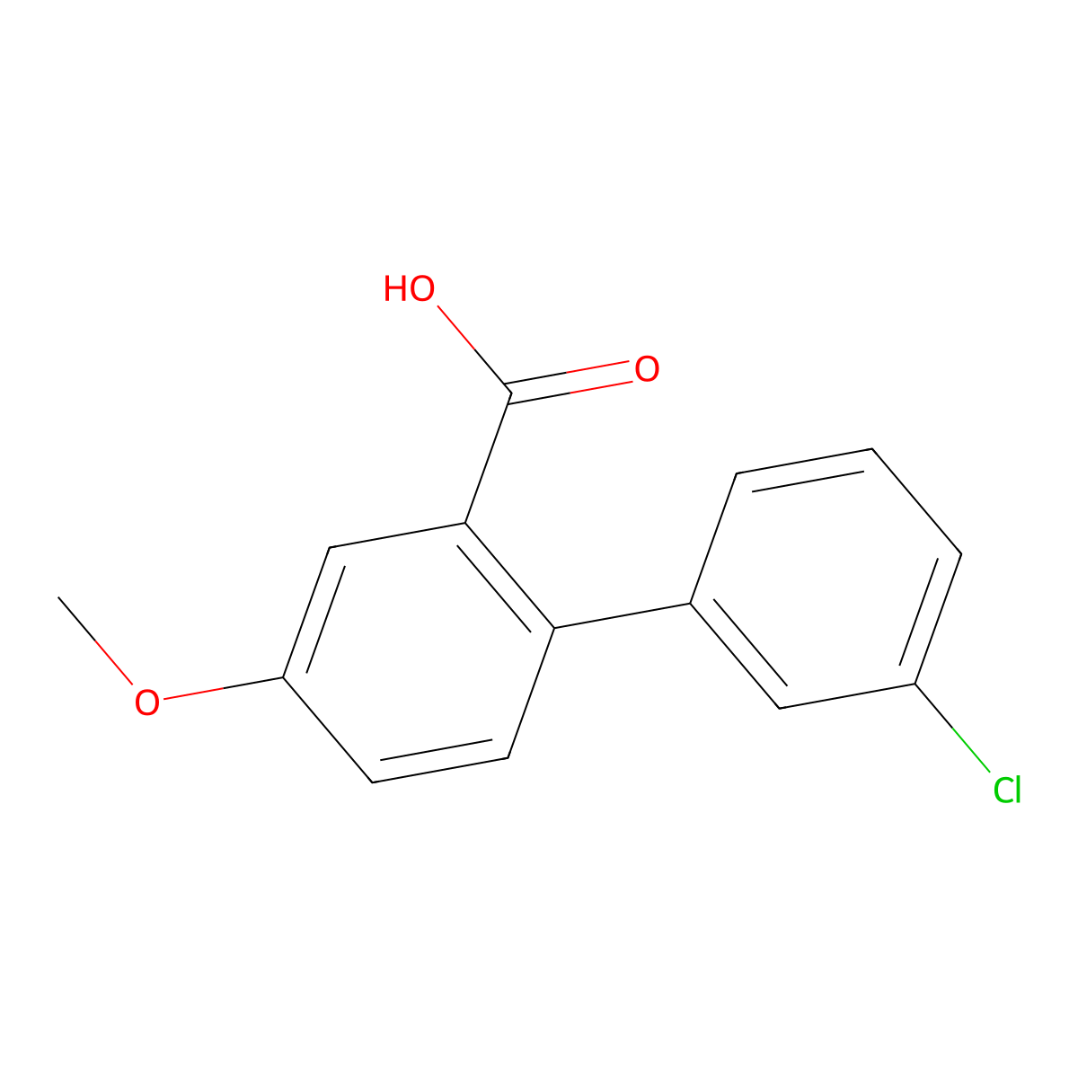 2-(3-Chlorophenyl)-5-methoxybenzoic acid molecular structure, CAS 1261929-14-9