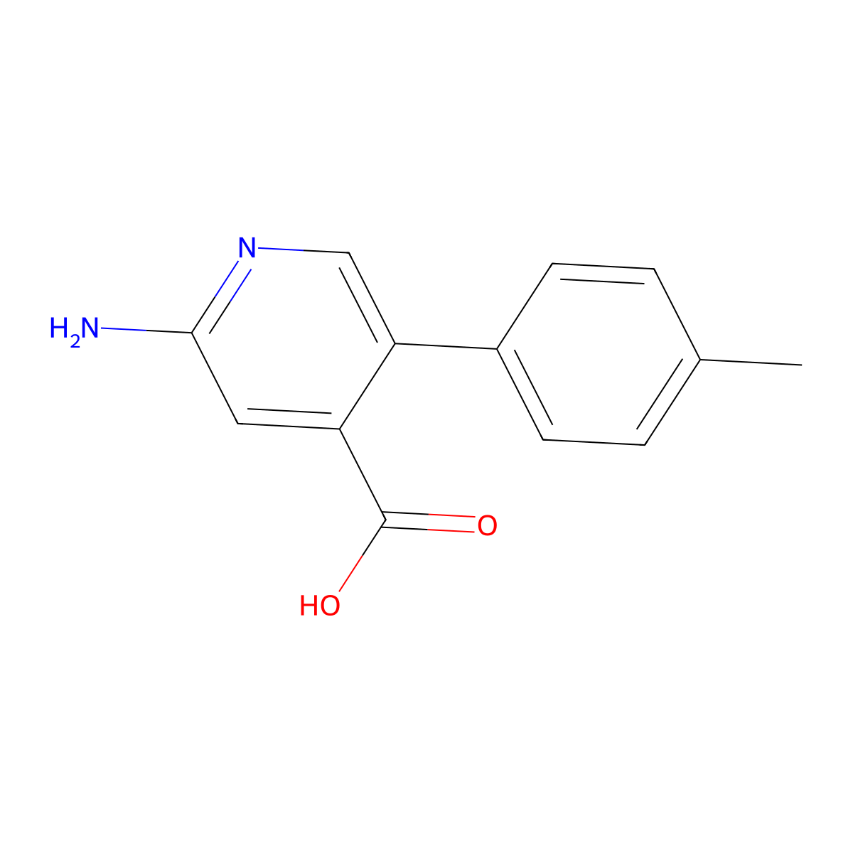2-Amino-5-(4-methylphenyl)pyridine-4-carboxylic acid molecular structure, CAS 1261929-15-0