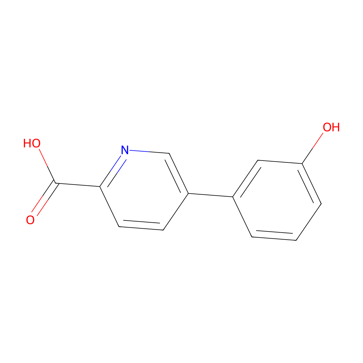 5-(3-Hydroxyphenyl)picolinic acid molecular structure, CAS 1261929-24-1