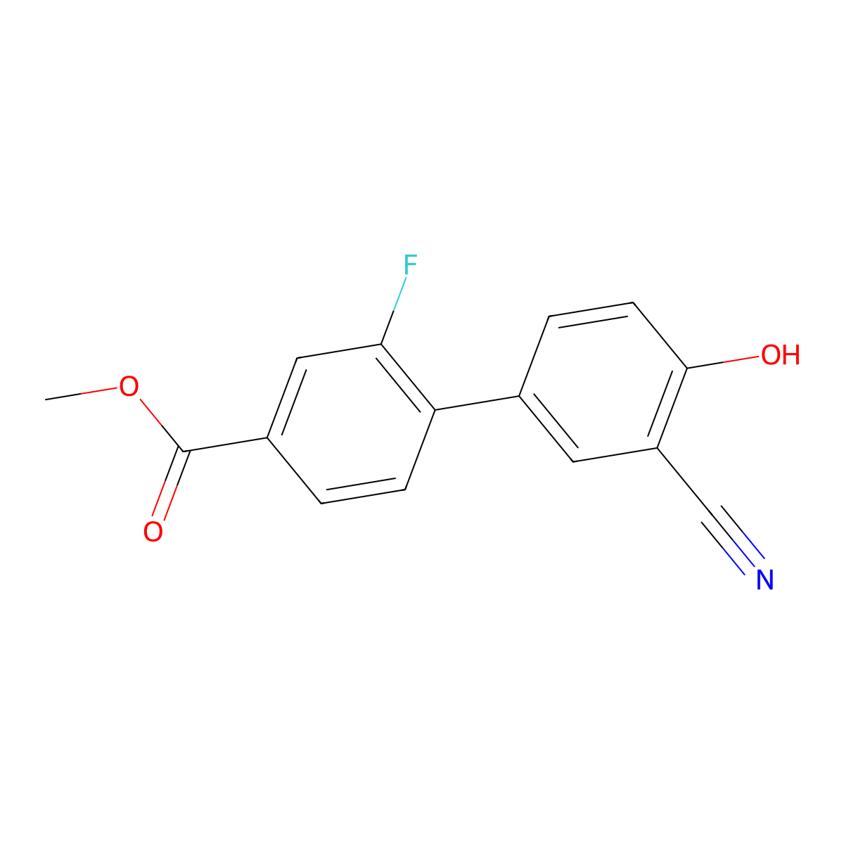 2-Cyano-4-(2-fluoro-4-methoxycarbonylphenyl)phenol molecular structure, CAS 1261929-58-1