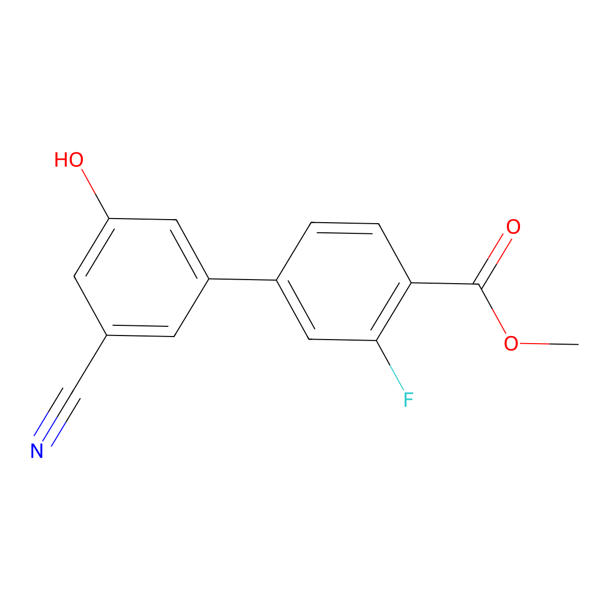 3-Cyano-5-(3-fluoro-4-methoxycarbonylphenyl)phenol molecular structure, CAS 1261929-61-6