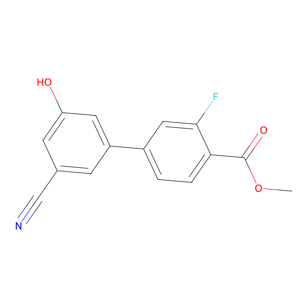 3-Cyano-5-(3-fluoro-4-methoxycarbonylphenyl)phenol molecular structure, CAS 1261929-61-6