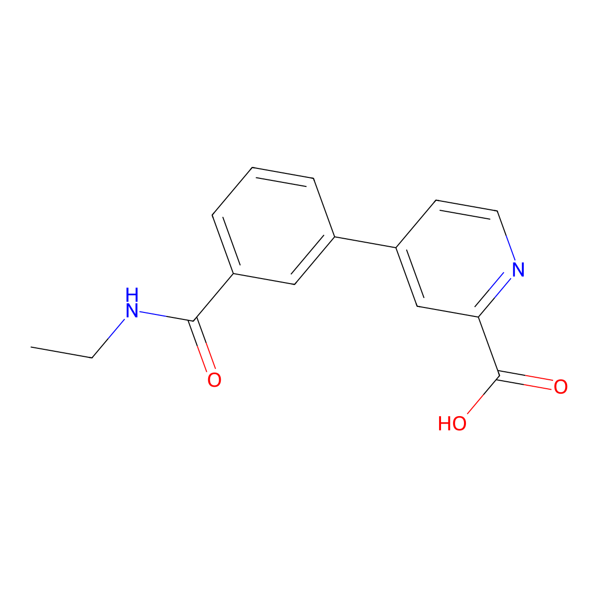4-[3-(N-Ethylaminocarbonyl)phenyl]picolinic acid molecular structure, CAS 1261929-67-2
