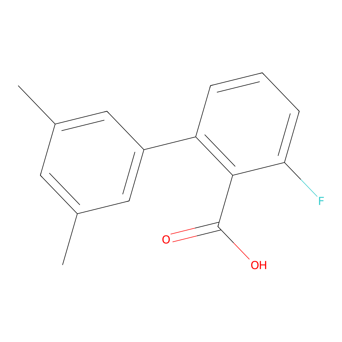 2-(3,5-Dimethylphenyl)-6-fluorobenzoic acid molecular structure, CAS 1261929-75-2