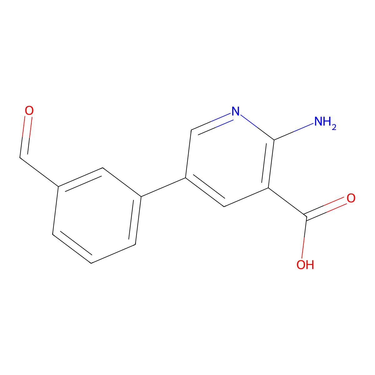 2-Amino-5-(3-formylphenyl)pyridine-3-carboxylic acid molecular structure, CAS 1261929-80-9