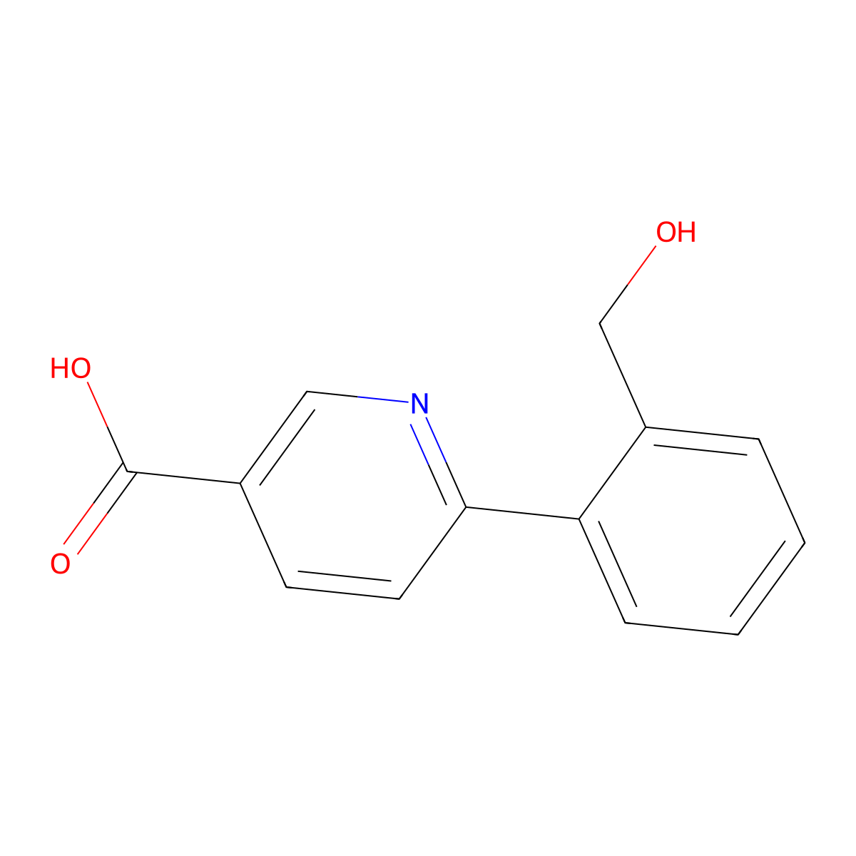 6-(2-Hydroxymethylphenyl)nicotinic acid molecular structure, CAS 1261929-82-1
