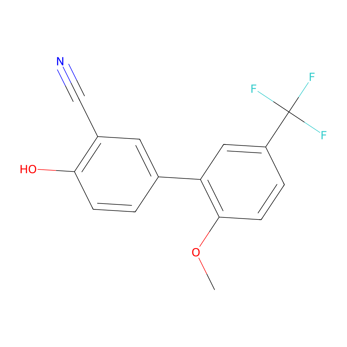 2-Cyano-4-(2-methoxy-5-trifluoromethylphenyl)phenol molecular structure, CAS 1261929-94-5