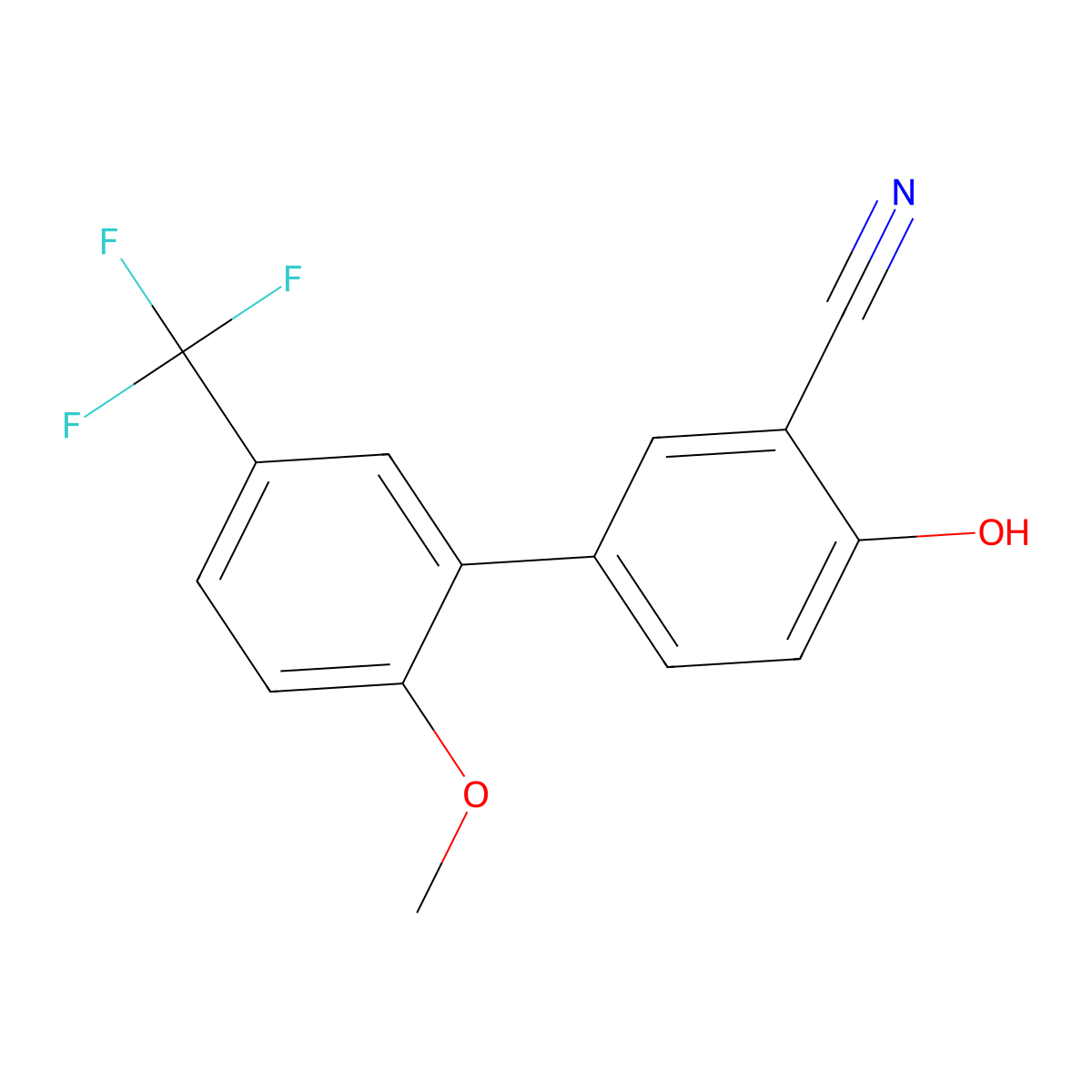 2-Cyano-4-(2-methoxy-5-trifluoromethylphenyl)phenol molecular structure, CAS 1261929-94-5