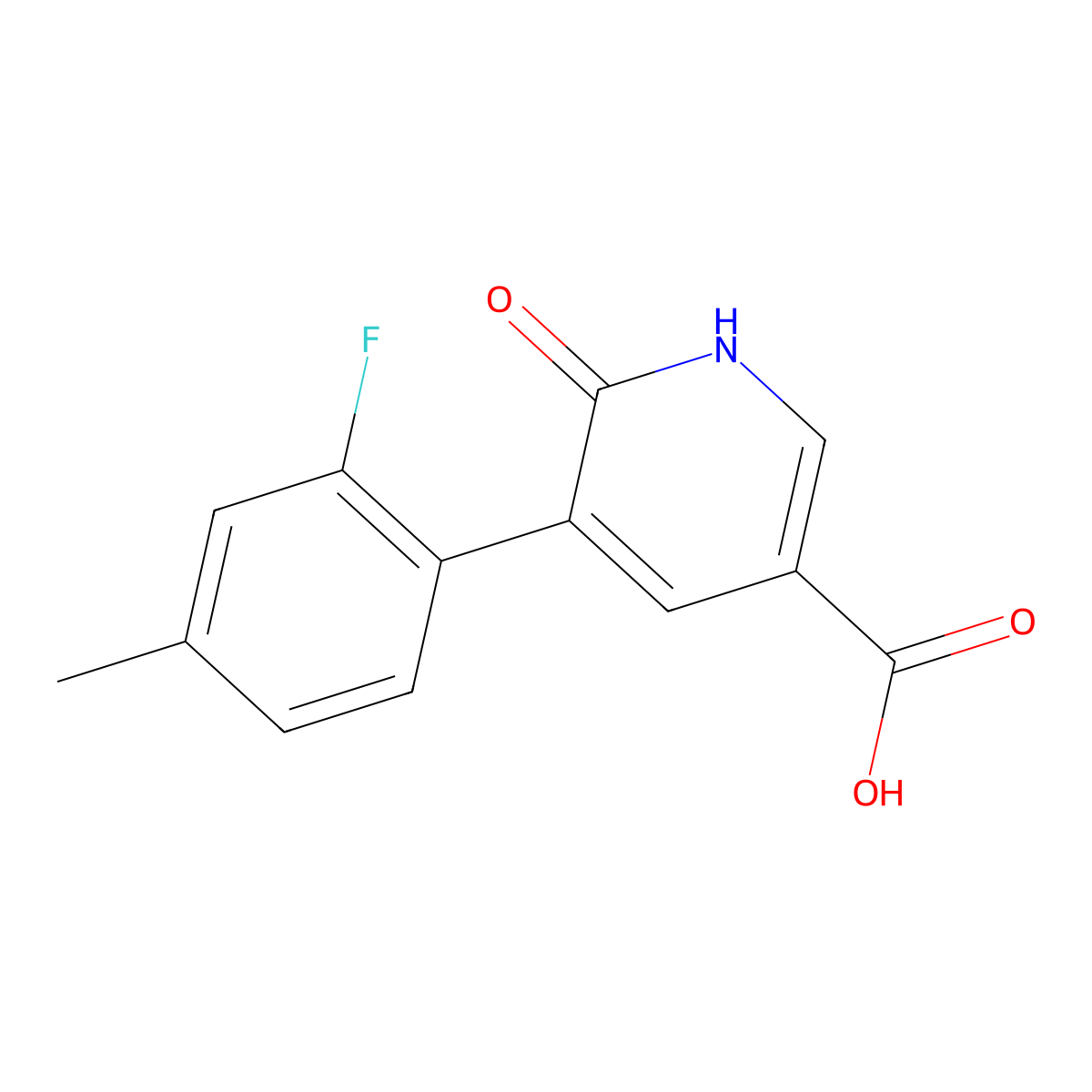 5-(2-Fluoro-4-methylphenyl)-6-hydroxynicotinic acid molecular structure, CAS 1261929-95-6