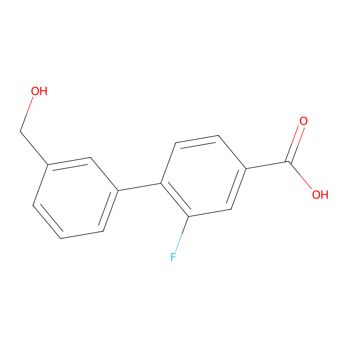 3-Fluoro-4-(3-hydroxymethylphenyl)benzoic acid molecular structure, CAS 1261929-97-8