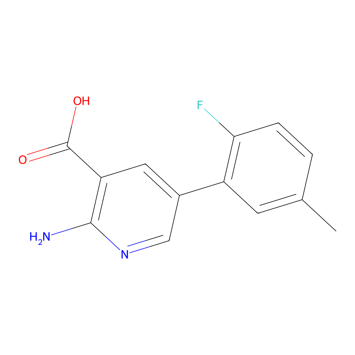 2-Amino-5-(2-fluoro-5-methylphenyl)pyridine-3-carboxylic acid molecular structure, CAS 1261930-03-3