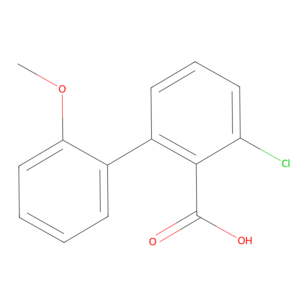 6-Chloro-2-(2-methoxyphenyl)benzoic acid molecular structure, CAS 1261930-15-7