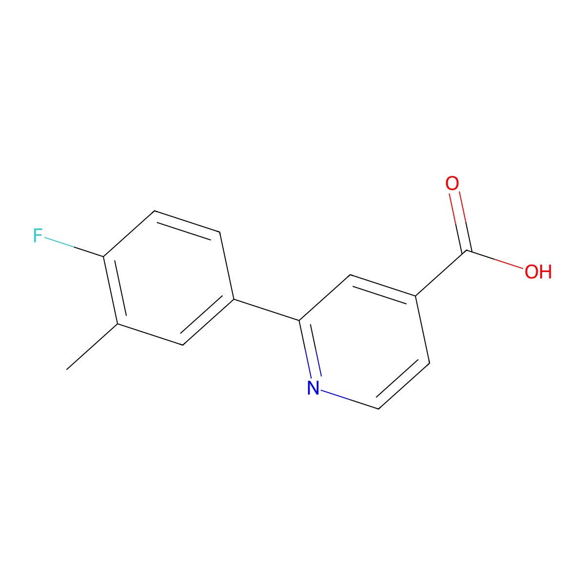 2-(4-Fluoro-3-methylphenyl)isonicotinic acid molecular structure, CAS 1261930-18-0
