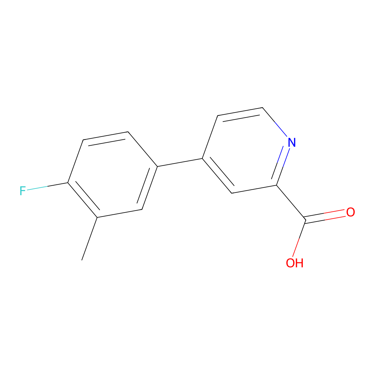 4-(4-Fluoro-3-methylphenyl)picolinic acid molecular structure, CAS 1261930-23-7