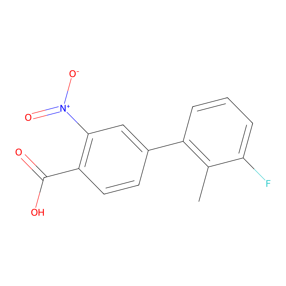 4-(3-Fluoro-2-methylphenyl)-2-nitrobenzoic acid molecular structure, CAS 1261930-25-9