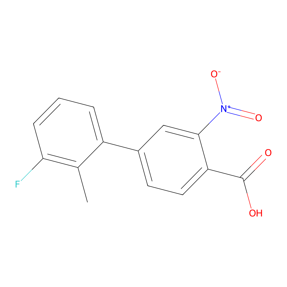 4-(3-Fluoro-2-methylphenyl)-2-nitrobenzoic acid molecular structure, CAS 1261930-25-9