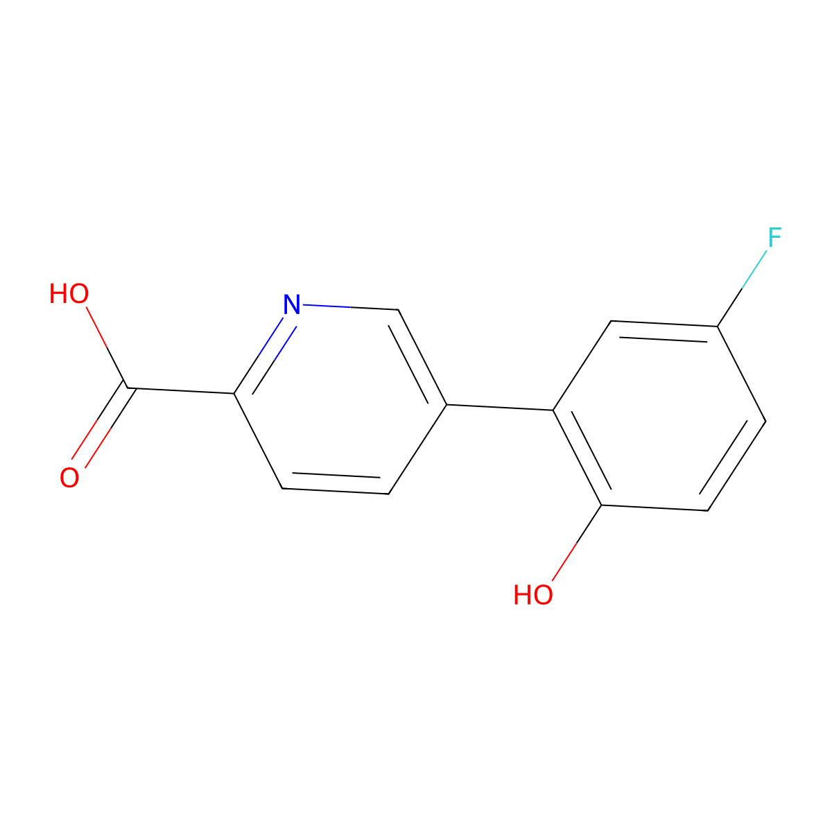 5-(5-Fluoro-2-hydroxyphenyl)picolinic acid molecular structure, CAS 1261930-29-3