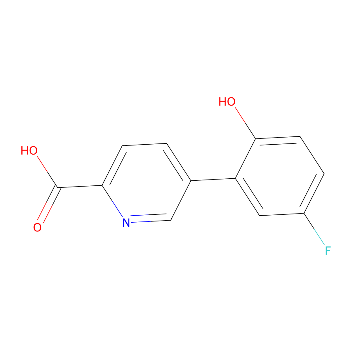 5-(5-Fluoro-2-hydroxyphenyl)picolinic acid molecular structure, CAS 1261930-29-3