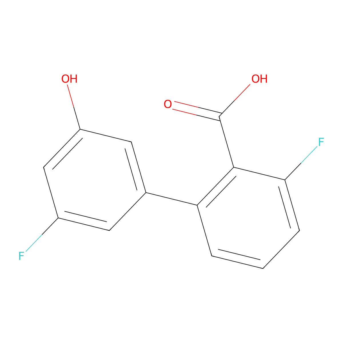 6-Fluoro-2-(3-fluoro-5-hydroxyphenyl)benzoic acid molecular structure, CAS 1261930-31-7