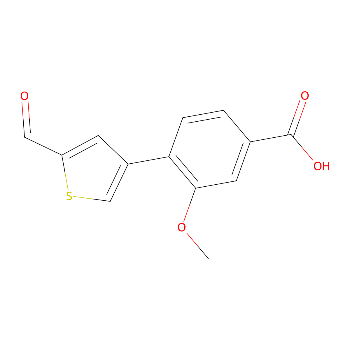 4-(2-Formylthiophen-4-YL)-3-methoxybenzoic acid molecular structure, CAS 1261930-36-2
