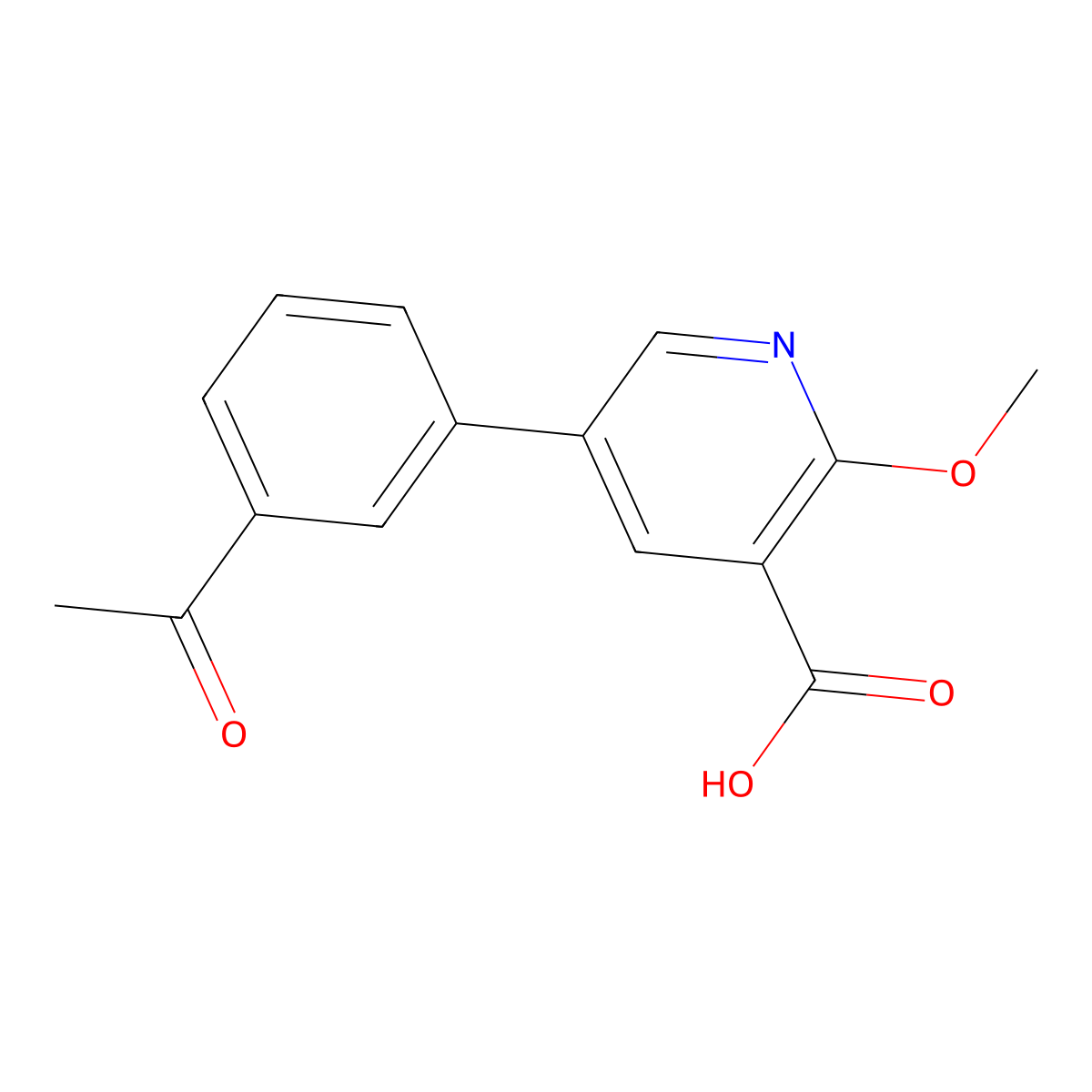 5-(3-Acetylphenyl)-2-methoxynicotinic acid molecular structure, CAS 1261930-38-4