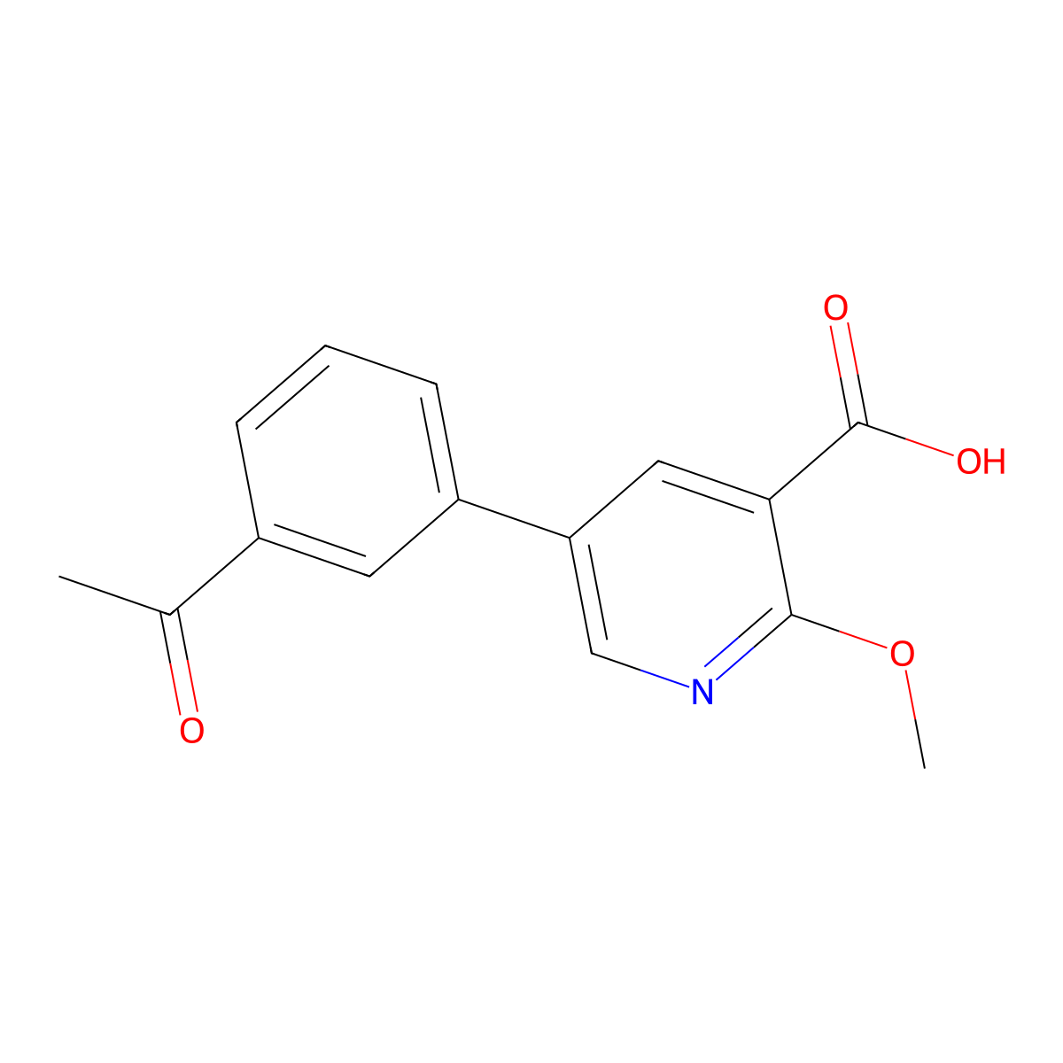 5-(3-Acetylphenyl)-2-methoxynicotinic acid molecular structure, CAS 1261930-38-4