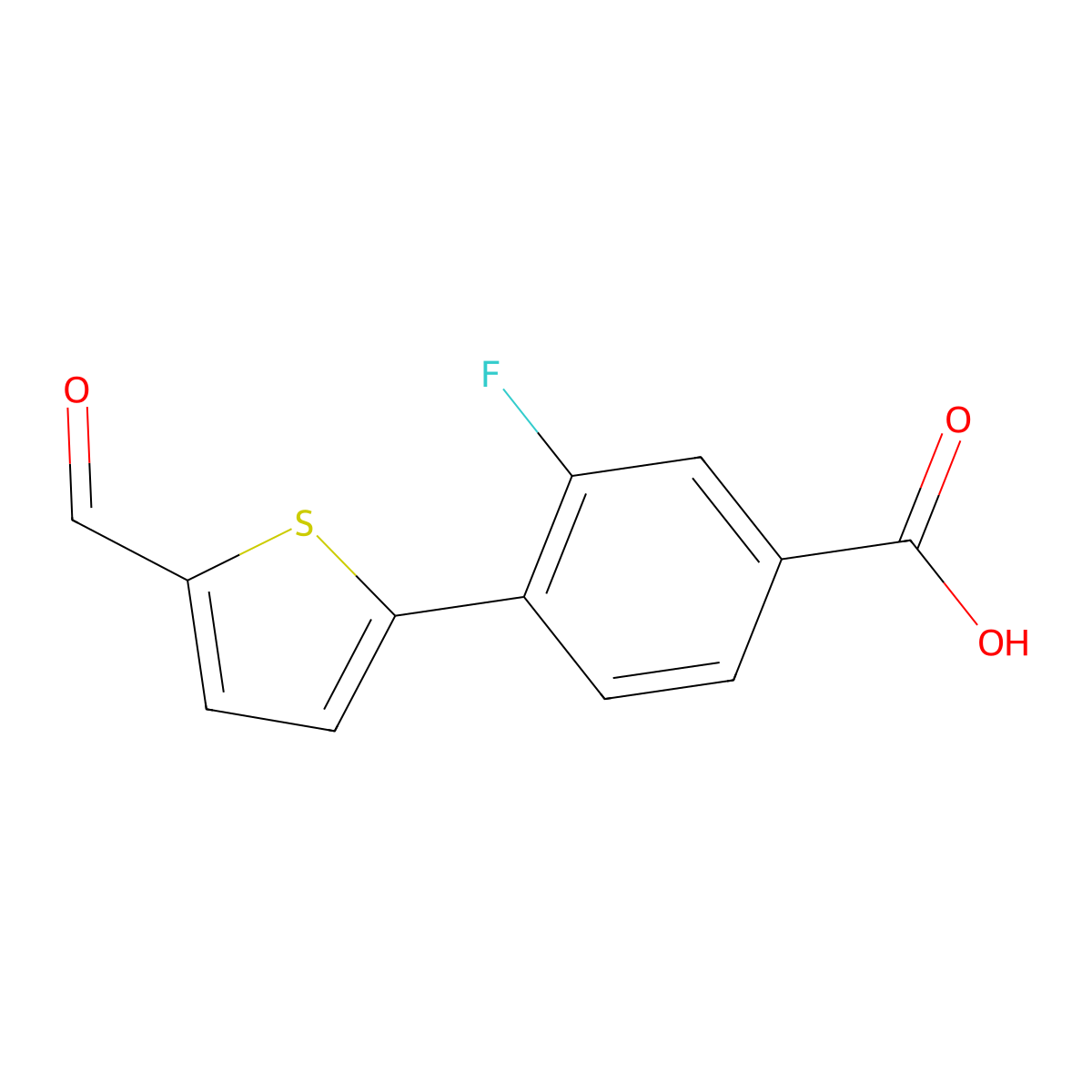 3-Fluoro-4-(5-formylthiophen-2-yl)benzoic acid molecular structure, CAS 1261930-41-9