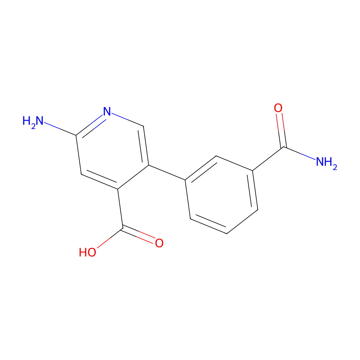 2-Amino-5-(3-carbamoylphenyl)pyridine-4-carboxylic acid molecular structure, CAS 1261930-47-5
