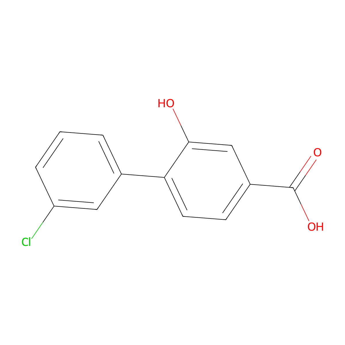4-(3-Chlorophenyl)-3-hydroxybenzoic acid molecular structure, CAS 1261930-48-6