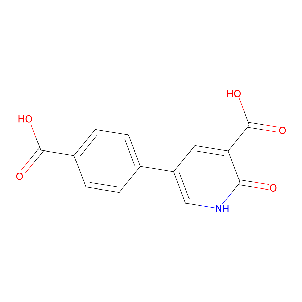 5-(4-Carboxyphenyl)-2-oxo-1,2-dihydropyridine-3-carboxylic acid molecular structure, CAS 1261930-51-1