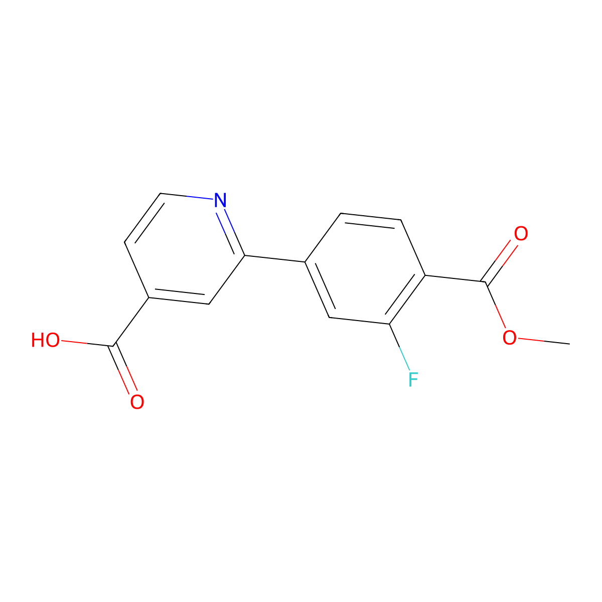 2-(3-Fluoro-4-methoxycarbonylphenyl)isonicotinic acid molecular structure, CAS 1261930-57-7