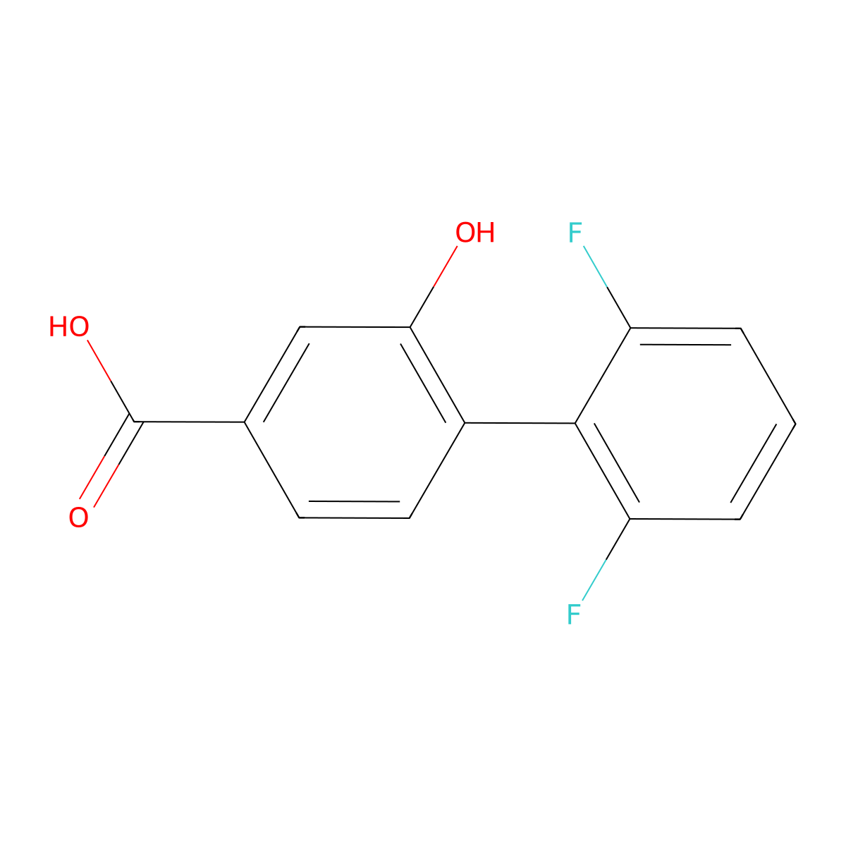 4-(2,6-Difluorophenyl)-3-hydroxybenzoic acid molecular structure, CAS 1261930-67-9