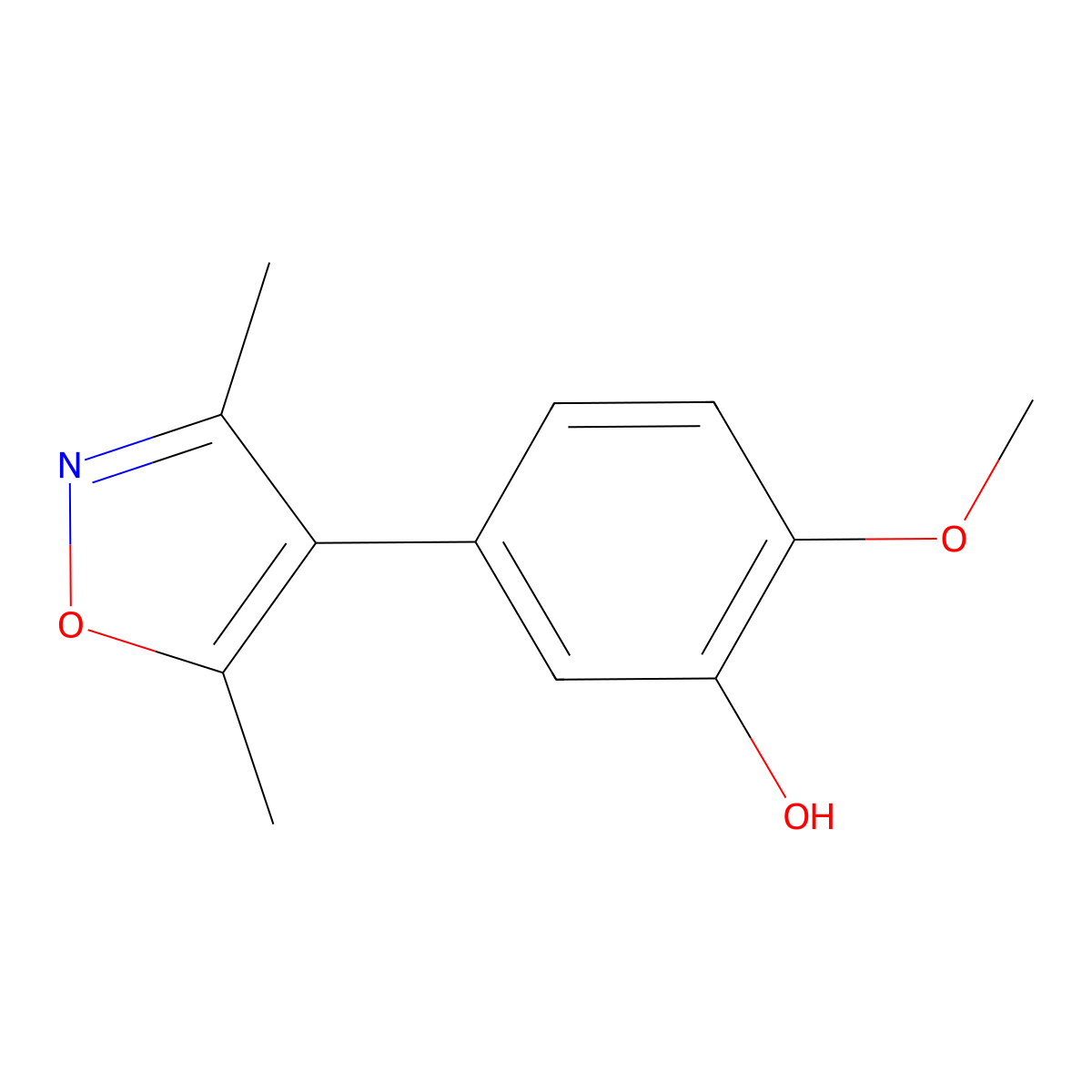 5-(3,5-Dimethyl-1,2-oxazol-4-yl)-2-methoxyphenol molecular structure, CAS 1261930-70-4
