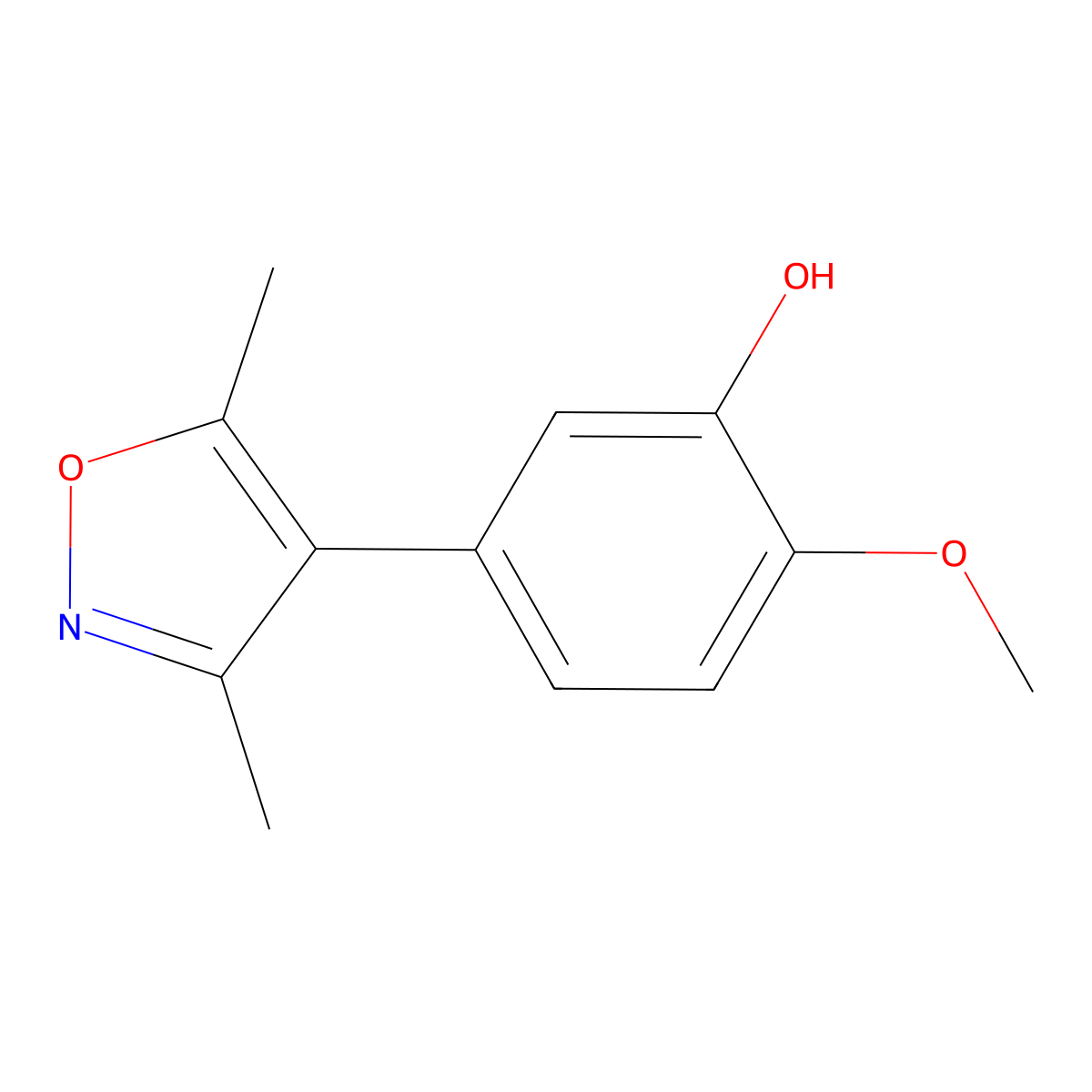 5-(3,5-Dimethyl-1,2-oxazol-4-yl)-2-methoxyphenol molecular structure, CAS 1261930-70-4