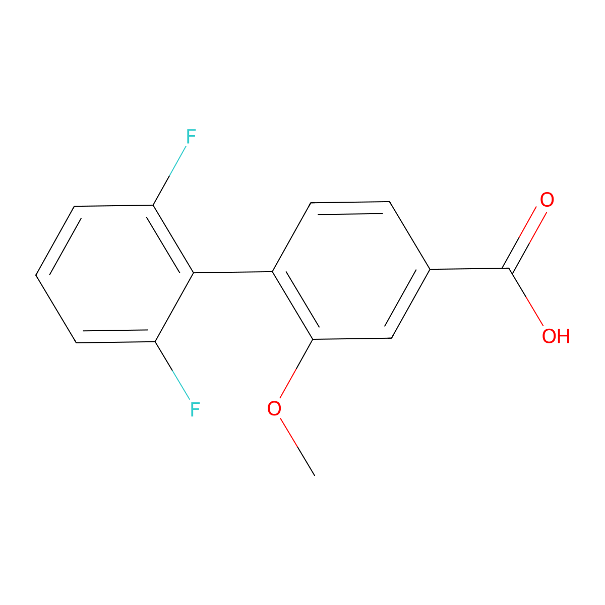 4-(2,6-Difluorophenyl)-3-methoxybenzoic acid molecular structure, CAS 1261930-80-6